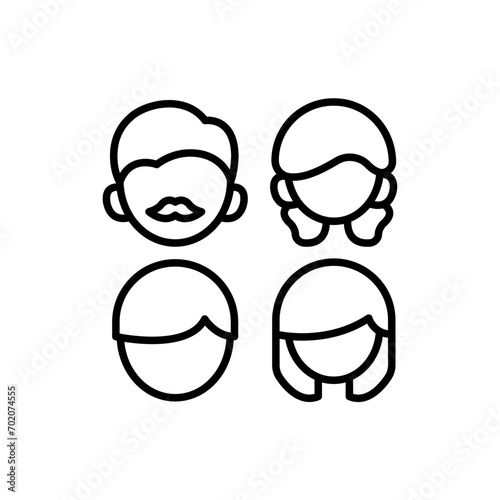 Family member outline icons, minimalist vector illustration ,simple transparent graphic element .Isolated on white background