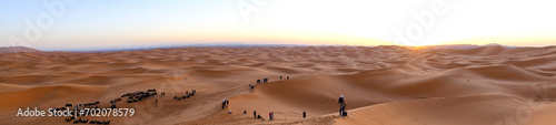 Landscapes of the Shara desert. Merzogua town. Winter in the desert. Sunrise. Sand