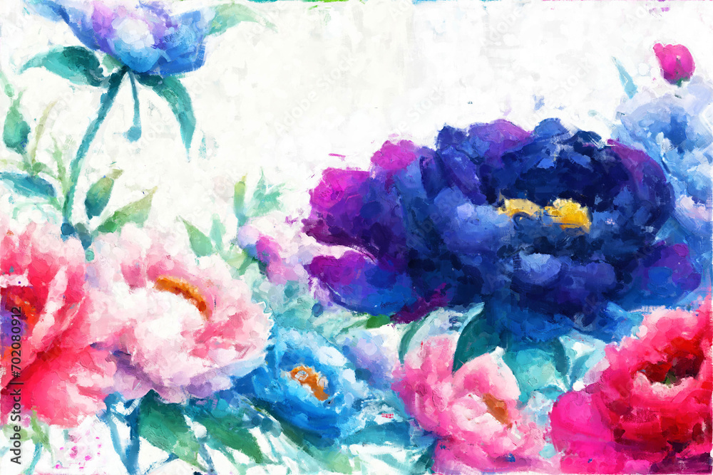 Elegant and beautiful oil painting flower illustration