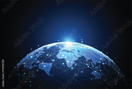 Global network connection. World map point and line composition concept of global business. Vector Illustration