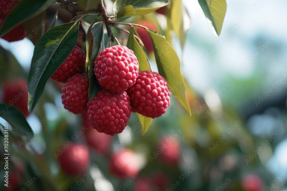 Obraz premium Ripe lychee growing on a tree