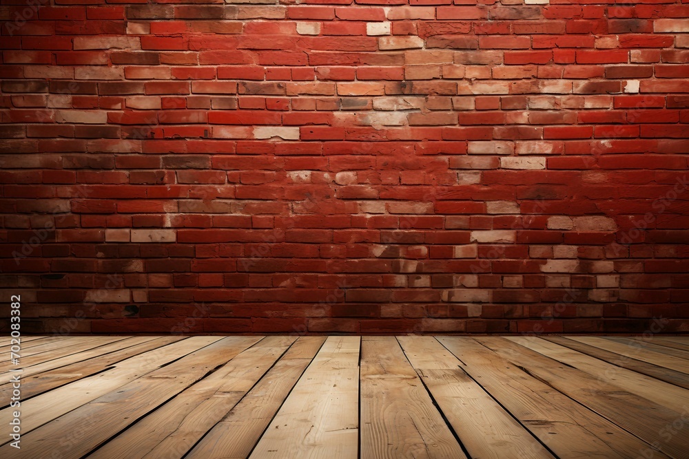 a brick wall and wood floor