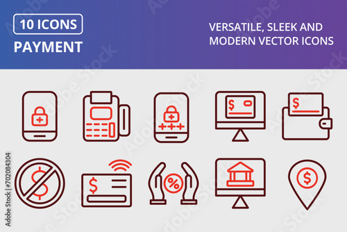 Payment Thick Line Two Colors Icons Set