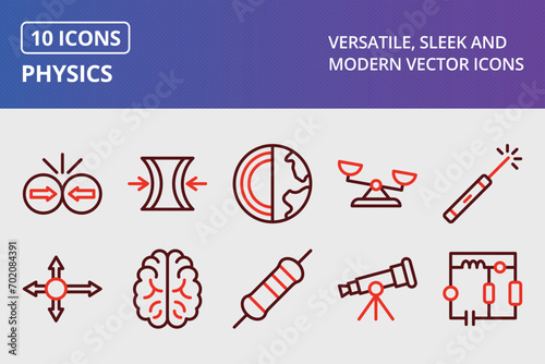 Physics Thick Line Two Colors Icons Set