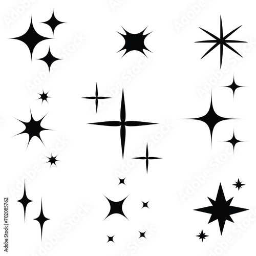Wallpaper Mural Minimalist silhouette stars icon, twinkle star shape symbols. Modern geometric elements, shining star icons, abstract sparkle black silhouettes symbol vector set 3 8 9 0 Torontodigital.ca