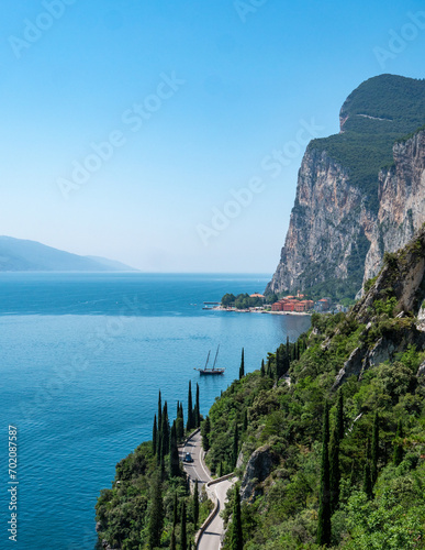 View of Lake Garda towards the south and the Gardesana road. photo