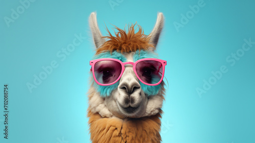Creative animal concept. Llama in sunglass © Johnu