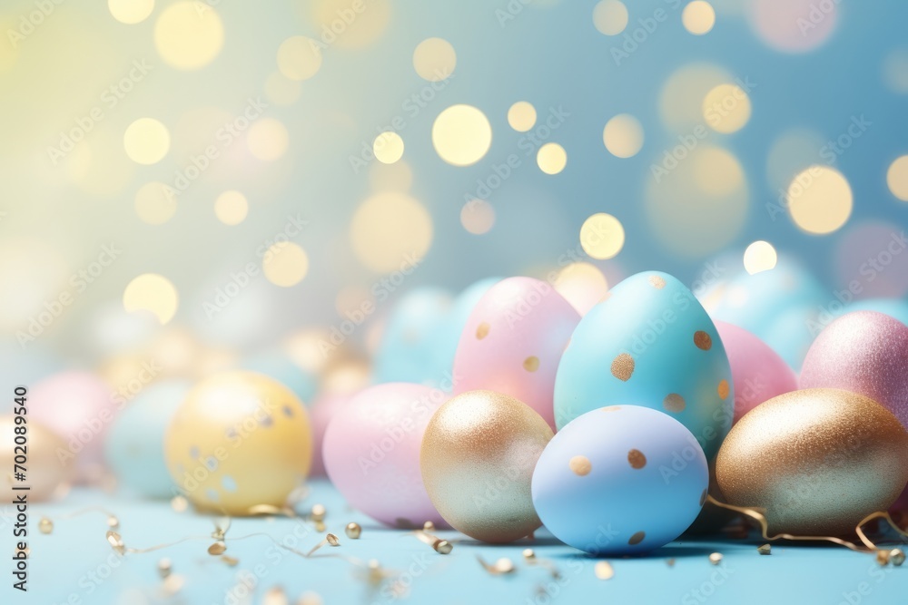Luxury Bokeh Easer Banner with colorful eggs and Space 