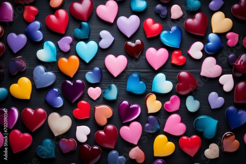 a group of colorful hearts