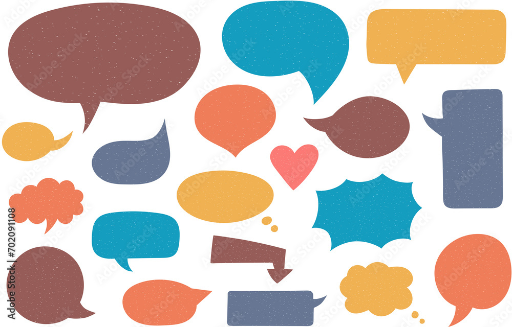 Set of colored hand drawn speech bubbles