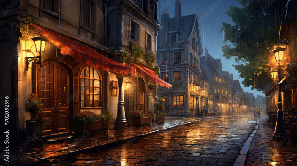 Charming Rainy Evening in Old Town