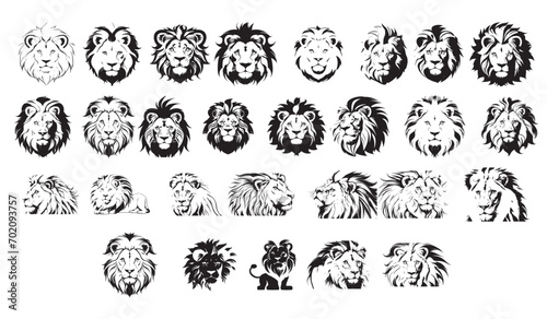 Lion Head Logo Vector Template Illustration set  collection 