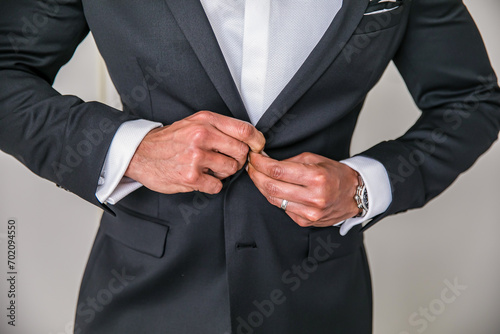 Groom's black wedding blazer