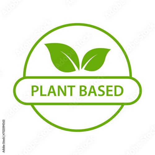 Plant based icon vector healthy food symbol vegan badge, vegetarian sign