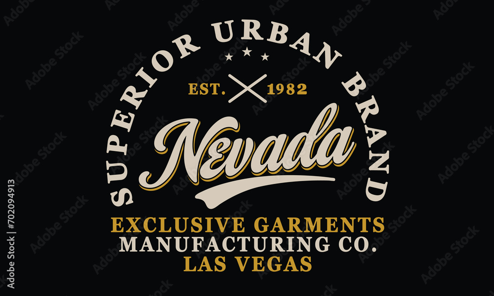 Vintage original typography Nevada state slogan Retro print for t-shirt design. Graphics for tee shirt Artwork. Vector illustration.