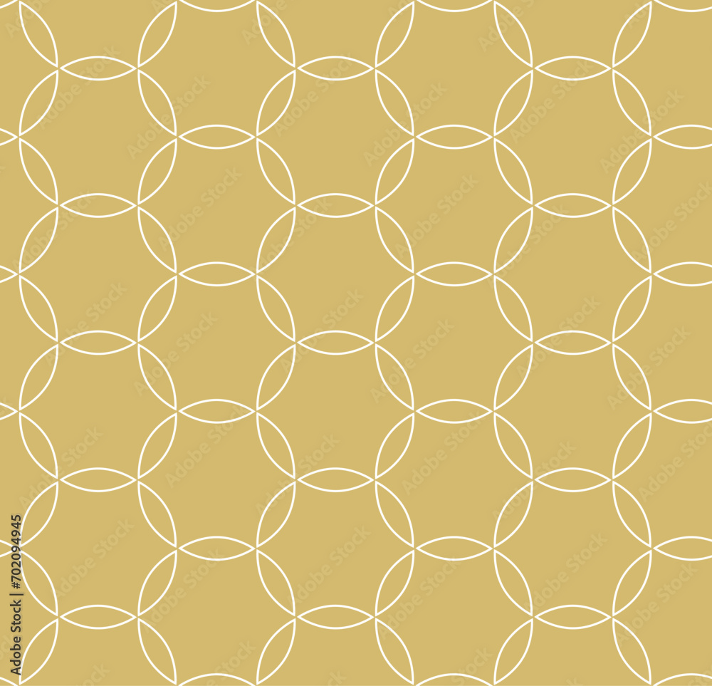 Fototapeta premium Seamless geometric background for your designs. Modern vector ornament. Geometric abstract golden white round pattern