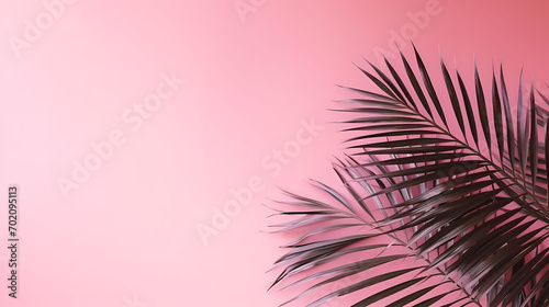 Blurred shadow from palm leaves on the pink wall. Minimal abstract background for product presentation. Spring and summer.,