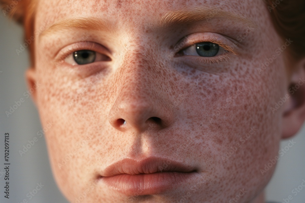 Obraz premium Close-up of freckled man looking at camera