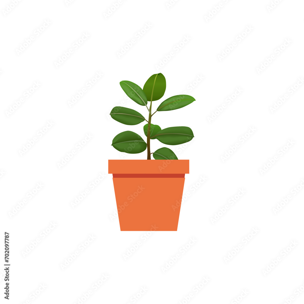 Fototapeta premium set of plants with brown pots plant