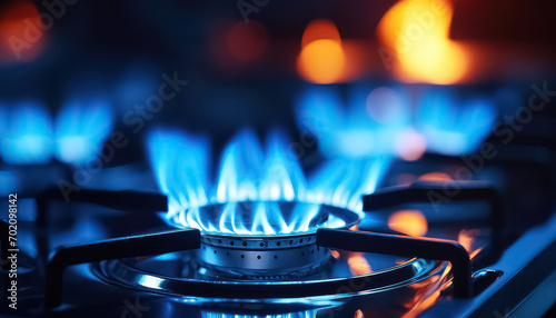 Russian Gas Fire In Plate Blue Flame