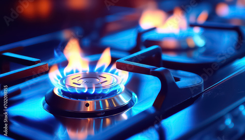 Russian Gas Fire In Plate Blue Flame