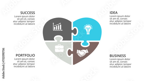 puzzle Infographics Concepts. Infographic design template.  Used for workflow layout, diagram, banner, web design. Vector illustration