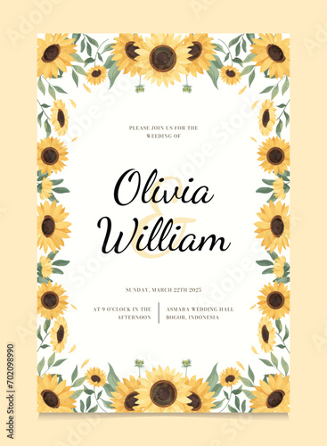 Beautiful Sun Flower Wedding Invitation Template