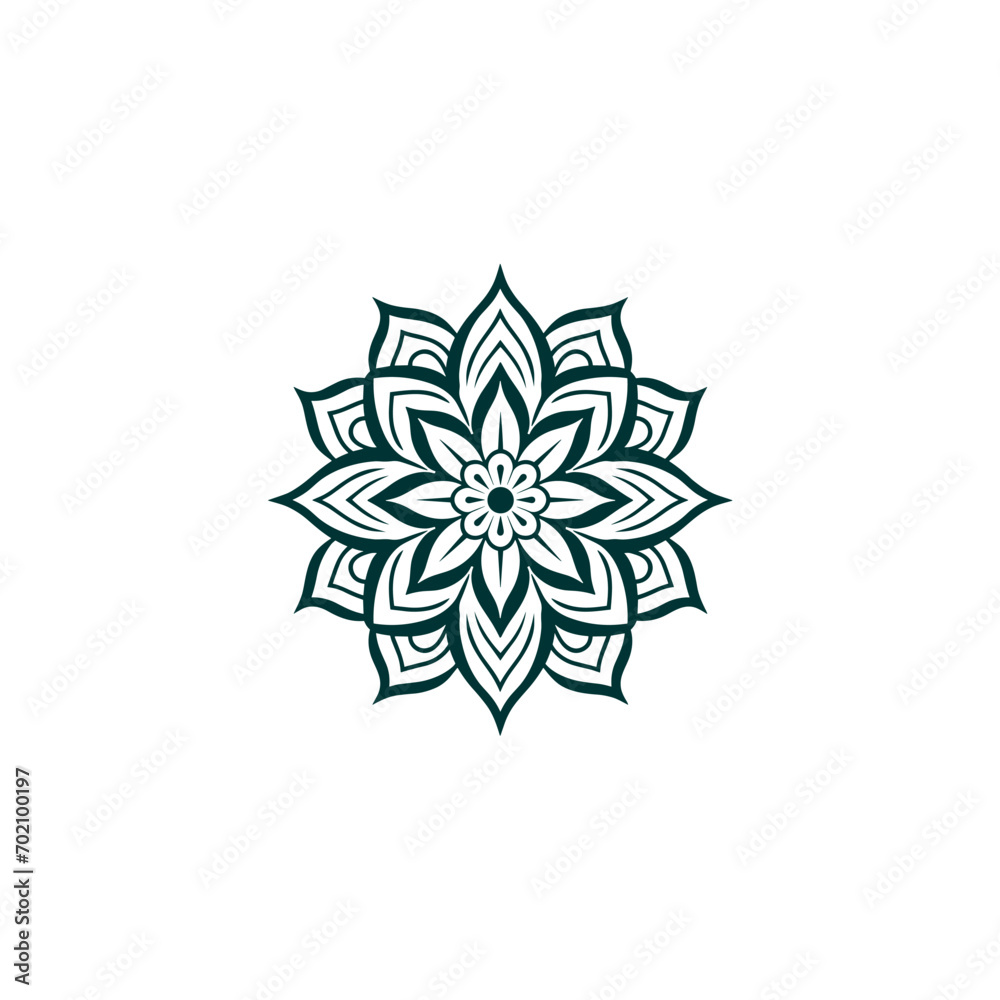 set of mandalas in green color illustration