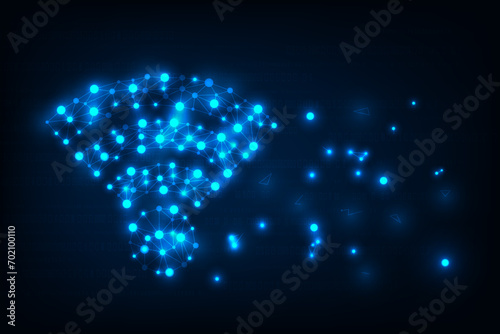 Vector wireless networking digital Hi-tech blue light technology wifi concept. Abstract design for banner background..