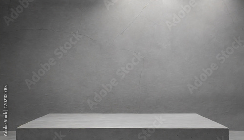 Empty gray background and stand display with studio for showing or design concept