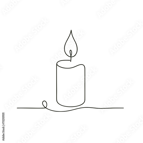 Continuous candle outline in one line, simple vector sketch
