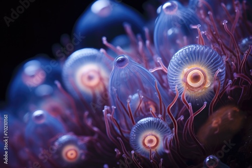 A close-up of a bunch of jelly-like things. Generative AI. photo