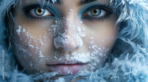 cryophobia: an in-depth, ultra-realistic exploration of the paralyzing fear of extreme cold, ice, and frost, capturing the intense anxiety and discomfort in frigid environments - ai generated photo
