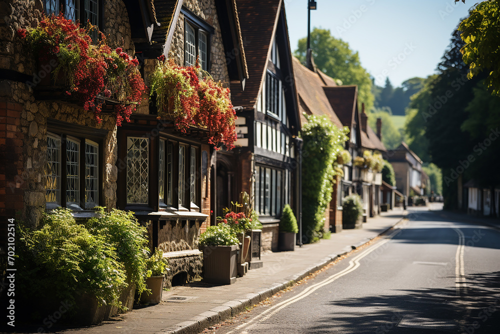 Generative AI - A street in a typical small town in England