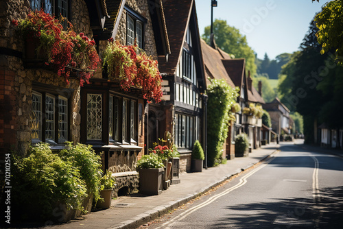 Generative AI - A street in a typical small town in England © nastyakamysheva