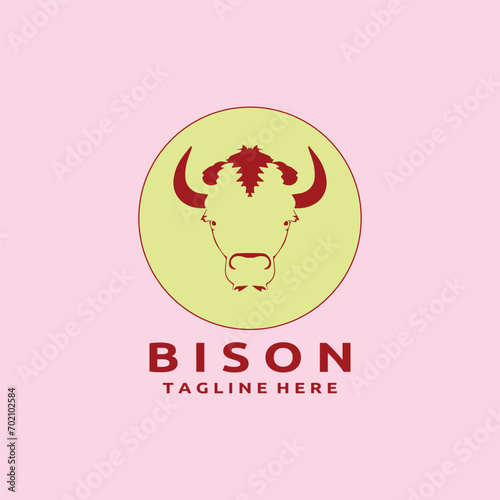 Bison Head Logo Design Vector Template.