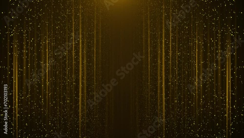 Golden particles flow motion background shining Shimmering Glittering Bokeh. charismas, new year, holiday, wedding sparkles glitters. gorgeous awards ceremony party performance stage background photo
