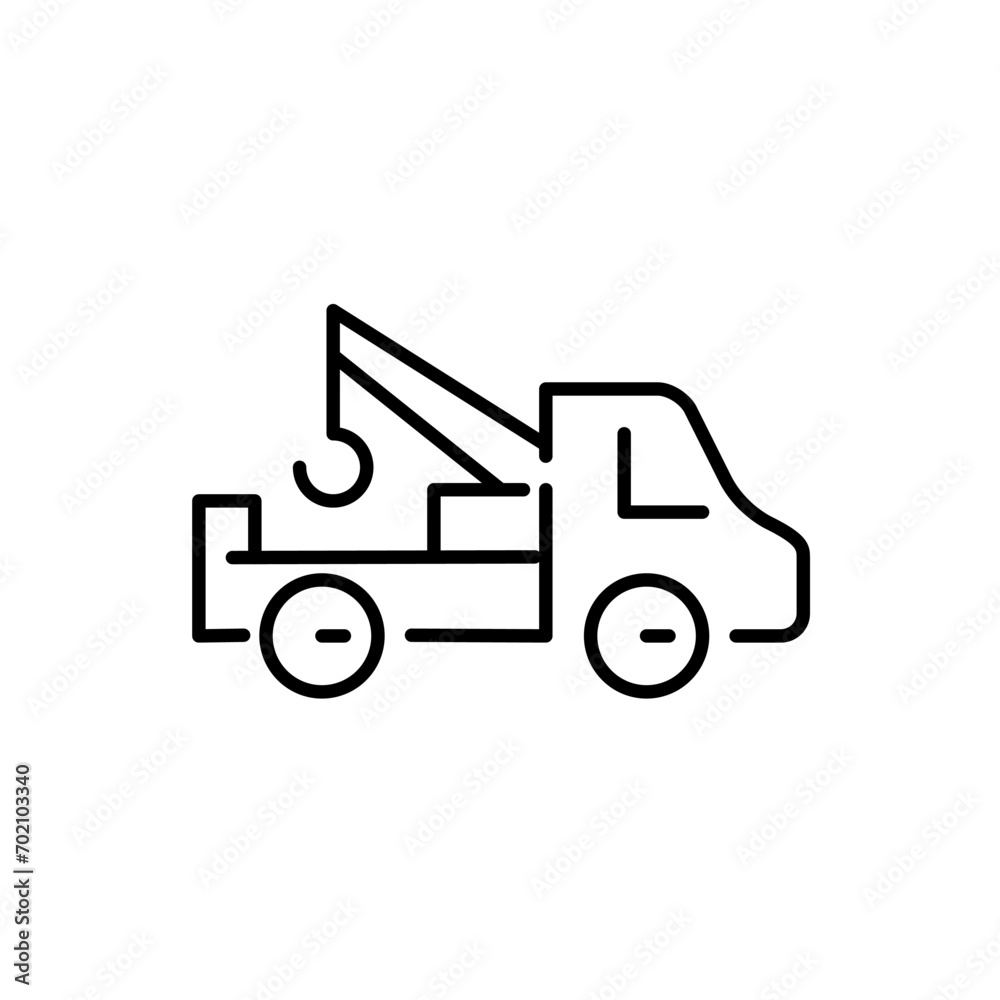 Tow away truck. Rental car roadside assistance service. Pixel perfect, editable stroke icon