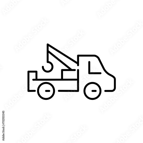 Tow away truck. Rental car roadside assistance service. Pixel perfect, editable stroke icon