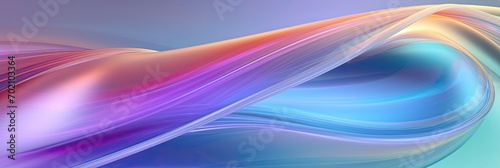 Abstract 3d render of light emitter glass with iridescent holographic vibrant gradient wave texture. Design element for banner, background, wallpaper, header, poster or cover.