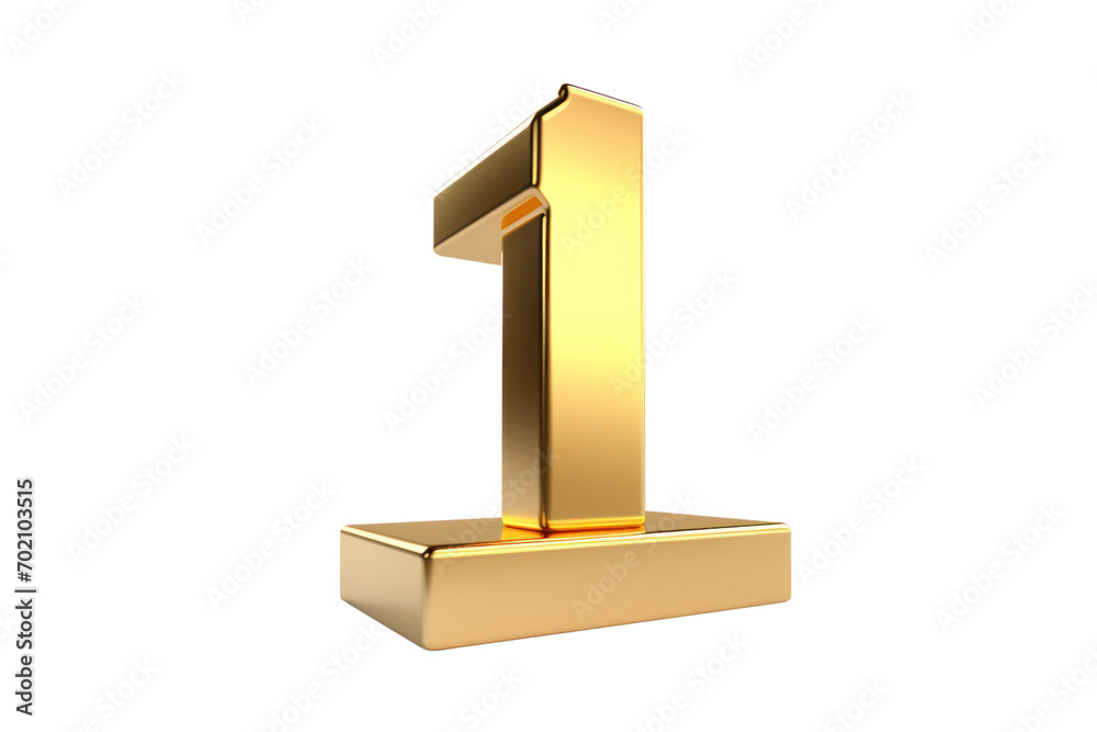 Gold number 1. 3D rendering isolated on transparent background,png file Gold number 1. 3D rendering isolated on transparent background,png file