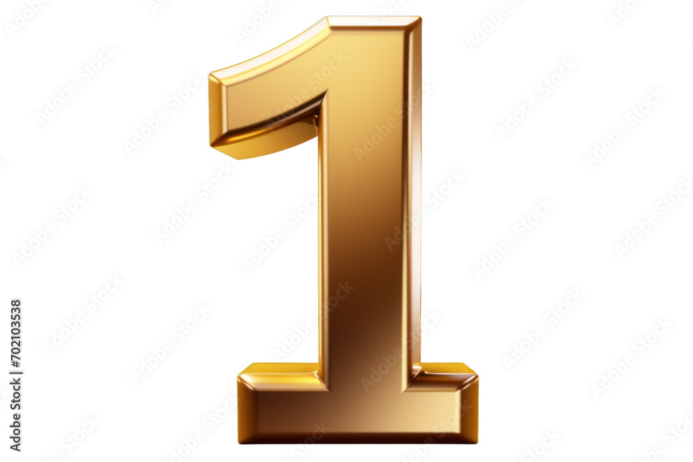 Gold number 1. 3D rendering isolated on transparent background,png file Gold number 1. 3D rendering isolated on transparent background,png file