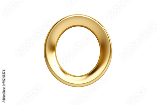 Gold letter O or number 0, 3D rendering, isolated on transparent background, PNG file. photo