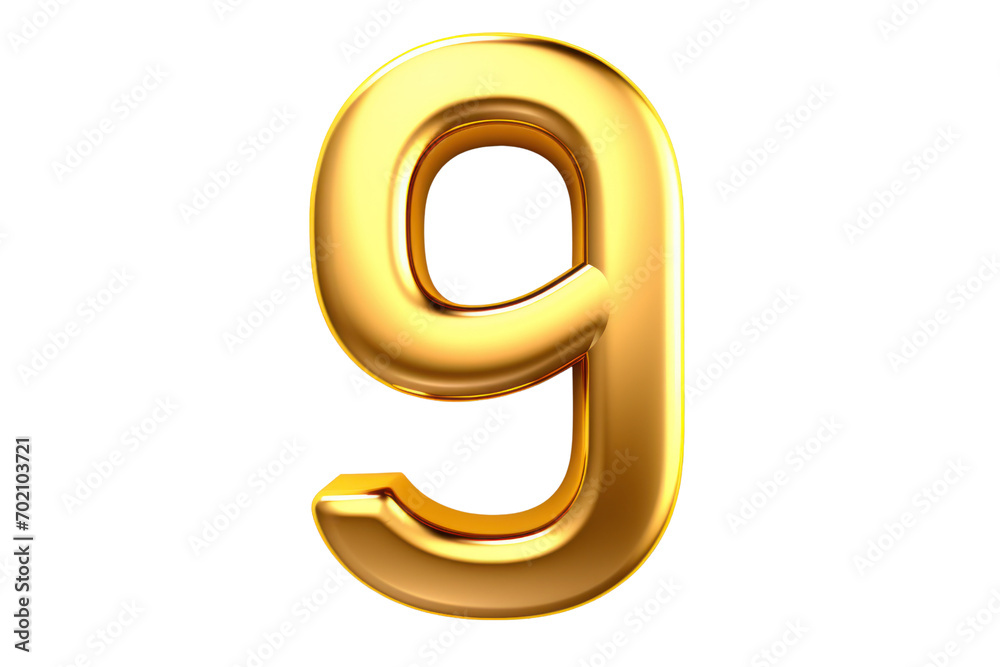 Gold number 9. 3D rendering isolated on transparent background,png file Gold number 9. 3D rendering isolated on transparent background,png file
