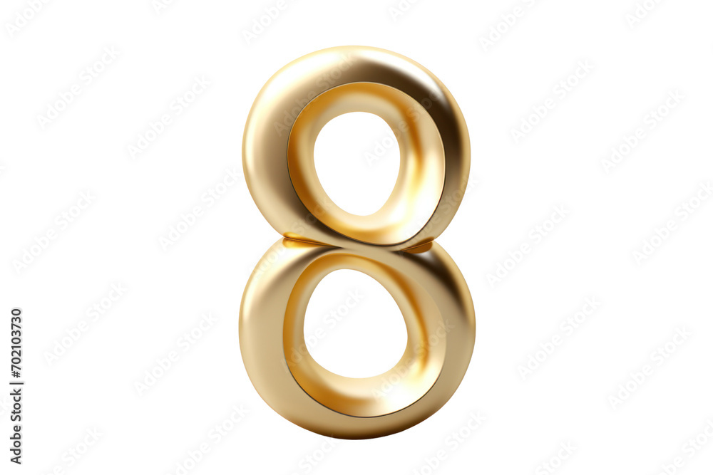 Gold number 8. 3D rendering isolated on transparent background,png file Gold number 8. 3D rendering isolated on transparent background,png file