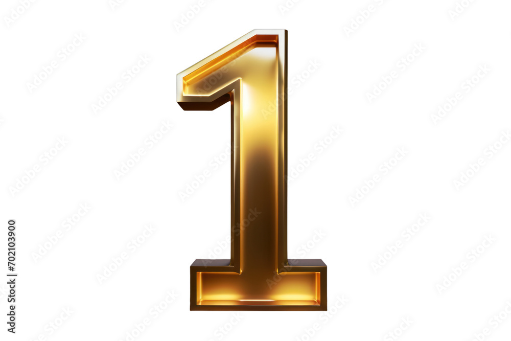Golden number 1 auspicious number isolated on transparent background,png file Golden number 1 auspicious number isolated on transparent background,png file
