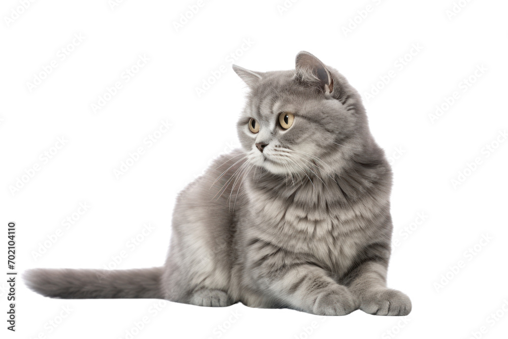 A cute little orange-gray kitten lies on its back with its front legs raised up to its ears and its eyes closed.isolated on transparent background,png file
