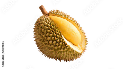 Durian fruit and ripe durian pulp isolated on transparent background,png file