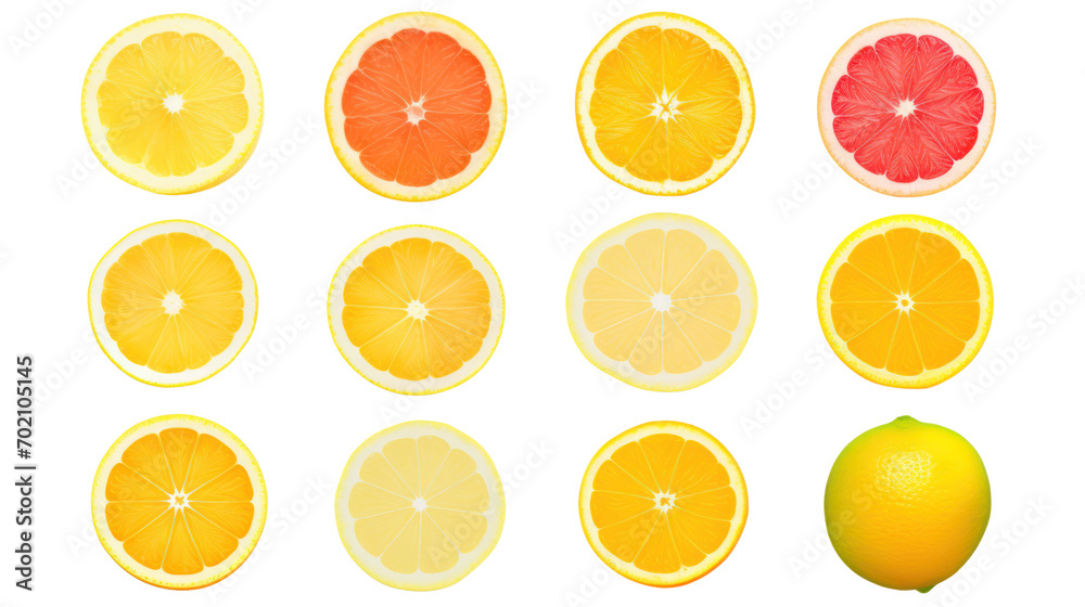 Collection of orange slices. Oranges isolated on transparent background,png file