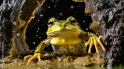 ranidaphobia: an in-depth, ultra-realistic depiction of the intense fear of frogs, capturing the anxiety, revulsion, and overwhelming distress caused by these amphibians - ai generated photo